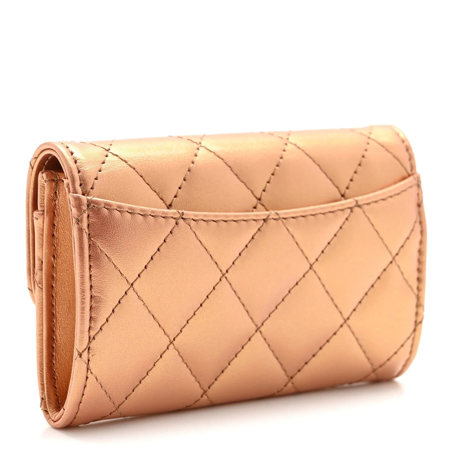 Metallic Flap Card Holder Wallet Golden 3