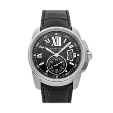 Cartier — Cartier Calibre de Steel Automatic 42mm Black Dial Strap W7100041 — Watch — resale