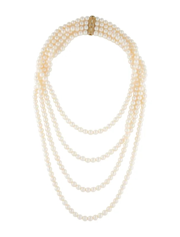 Jude Frances — 18K & -Strand Beaded Necklace — Jewelry — resale