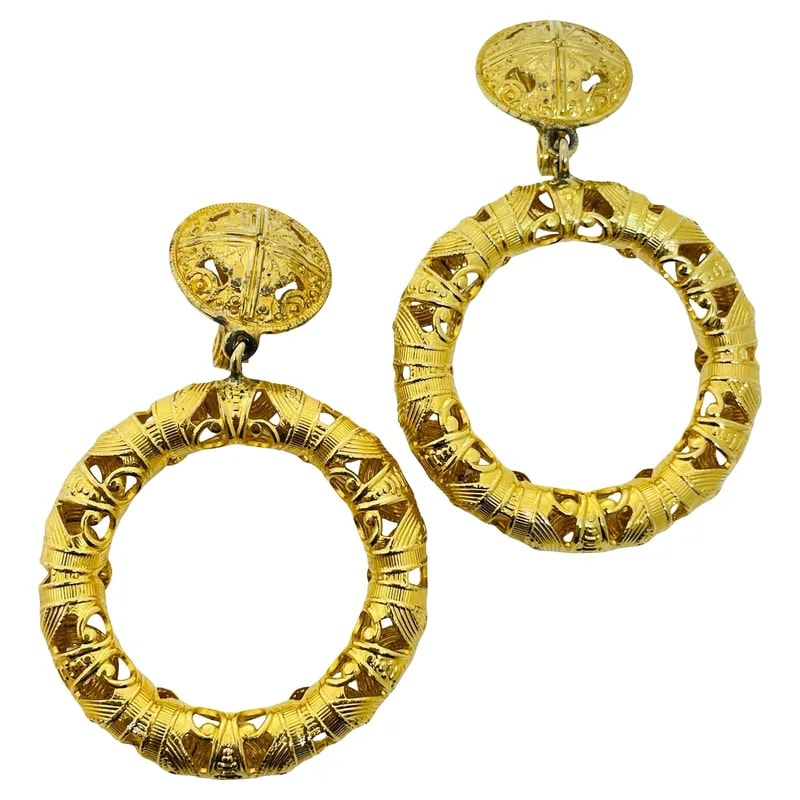 Monet — Monet Signed Tone Massive Dangle Clip-On — Jewelry — resale