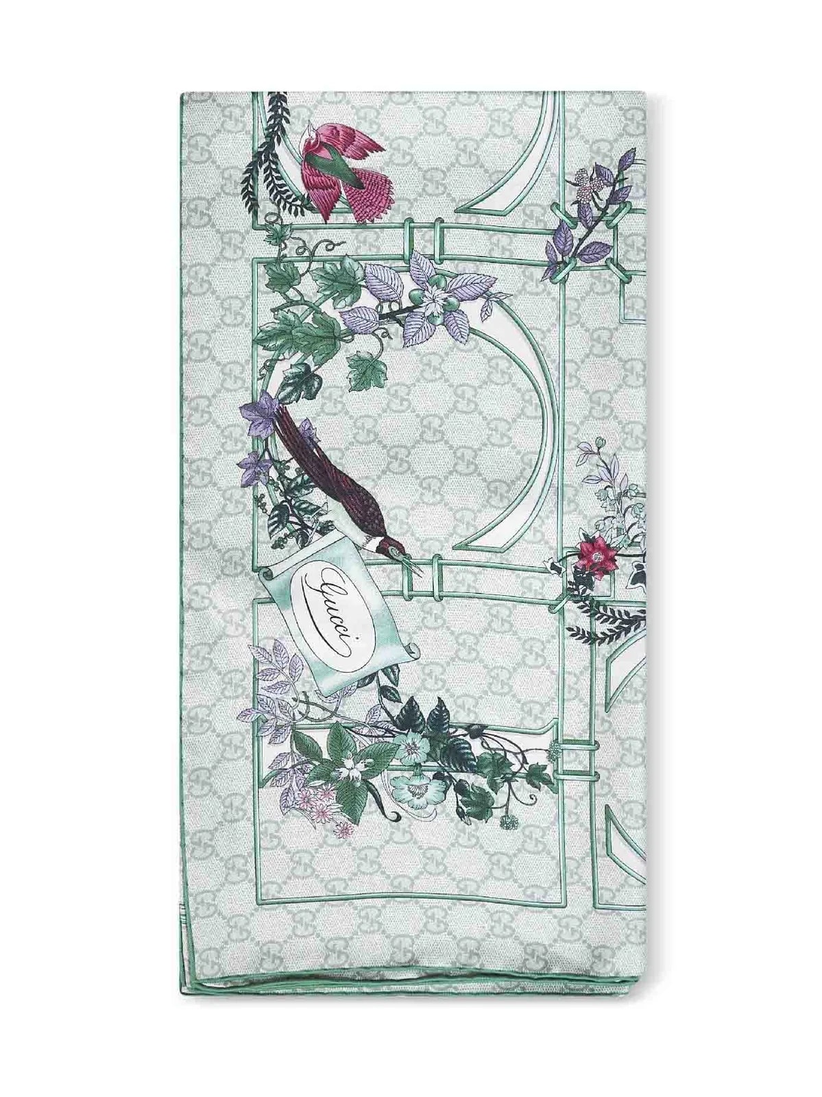 Gucci — Gucci Floral and Geometric Print Twill Scarf — Scarfs — Accessory — resale