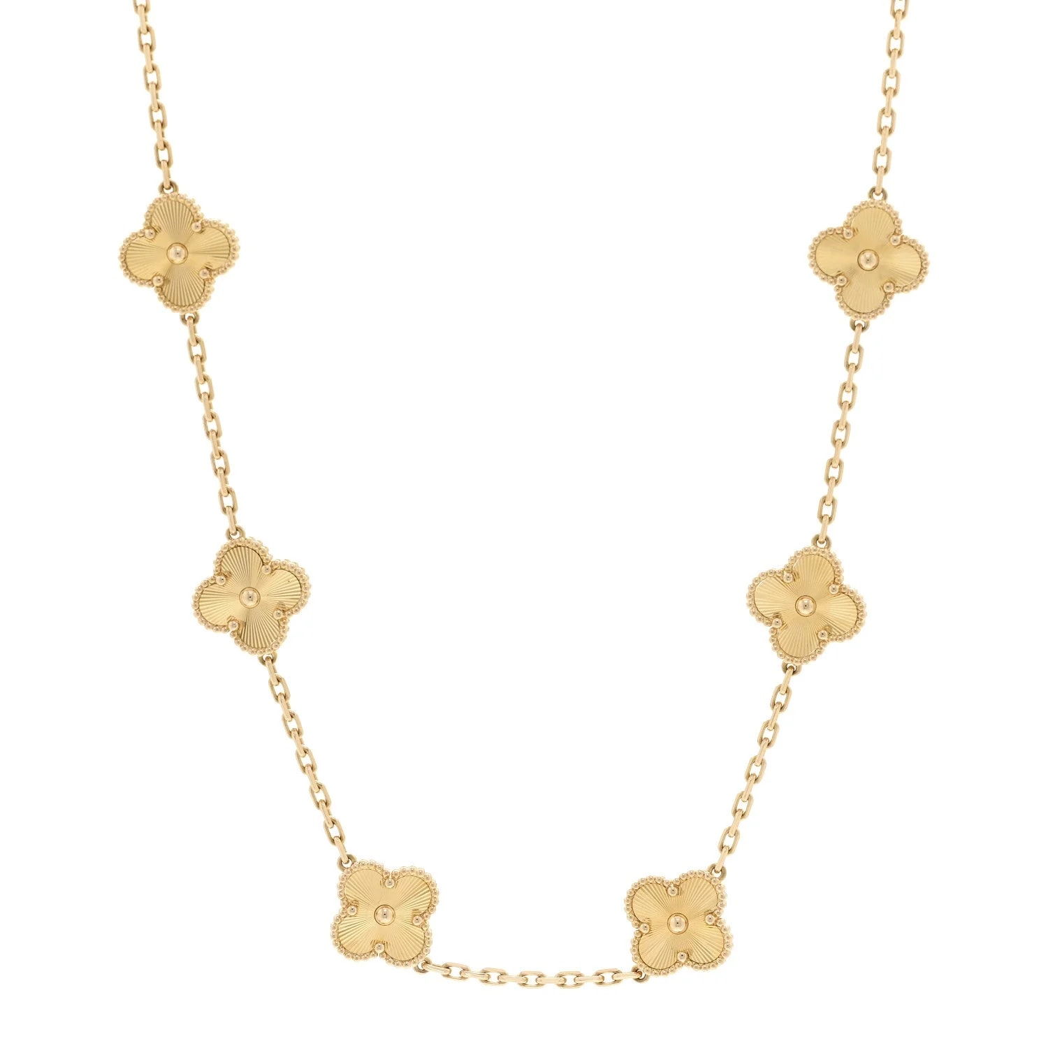 Van Cleef & Arpels — 18K Yellow Gold 10 Motifs Guilloche Alhambra — Jewelry — resale