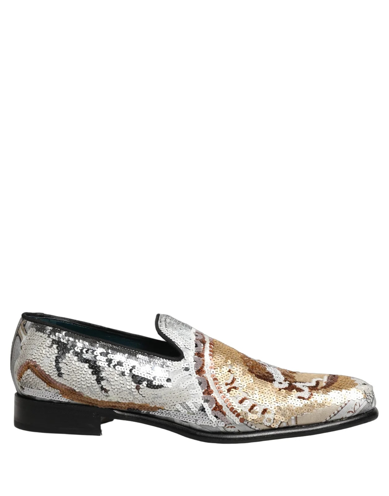 Dolce & Gabbana — Dolce & Gabbana White Gold Sequined Slip on — Designer Shoe — resale