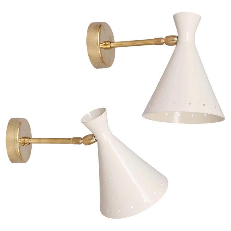 Italian Modern Wall - Stilnovo‑Style Sconces With Diabolo Diffusers — lighting — resale