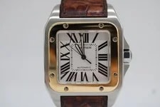 Cartier Santos White Brown Strap - 2656 3