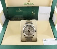 2021 Rolex Oyster Perpetual 126000 Silver Stick Dial SS Oyster With Papers 36mm 3