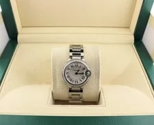 Cartier Ballon Bleu W4BB0015 White Roman Diamond Bezel SS Bracelet 28mm 3