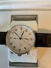 IWC Portugieser Silver Black Leather Strap - IW371446 4