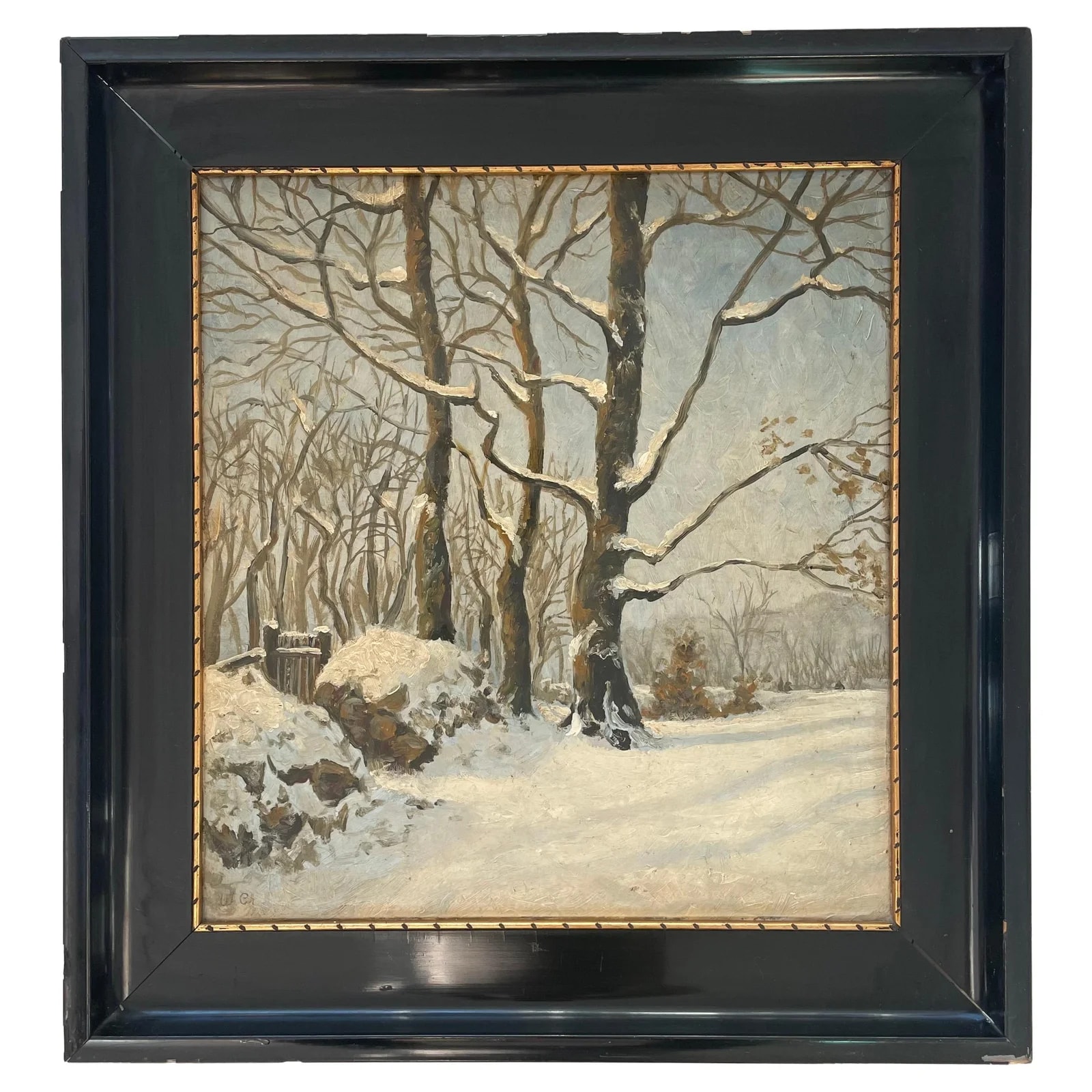 Antique Scandinavian 1930s Quiet Winter Landscape, Signed Oil Painting — decorative_art — resale