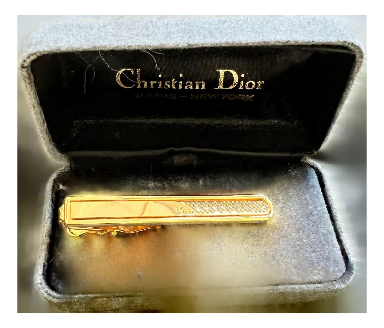 Rare Monsiuer Vintage Christian Dior Gold Plate Tie Clip in Original Case — Jewelry — resale
