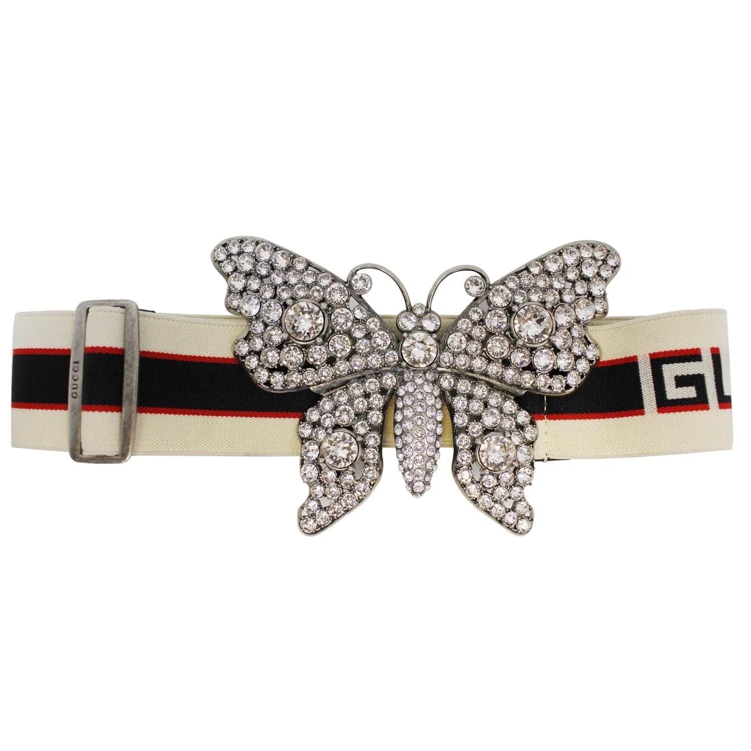 Gucci — Gucci Stripe Belt With Butterfly Buckle 499633 — Accessory — resale
