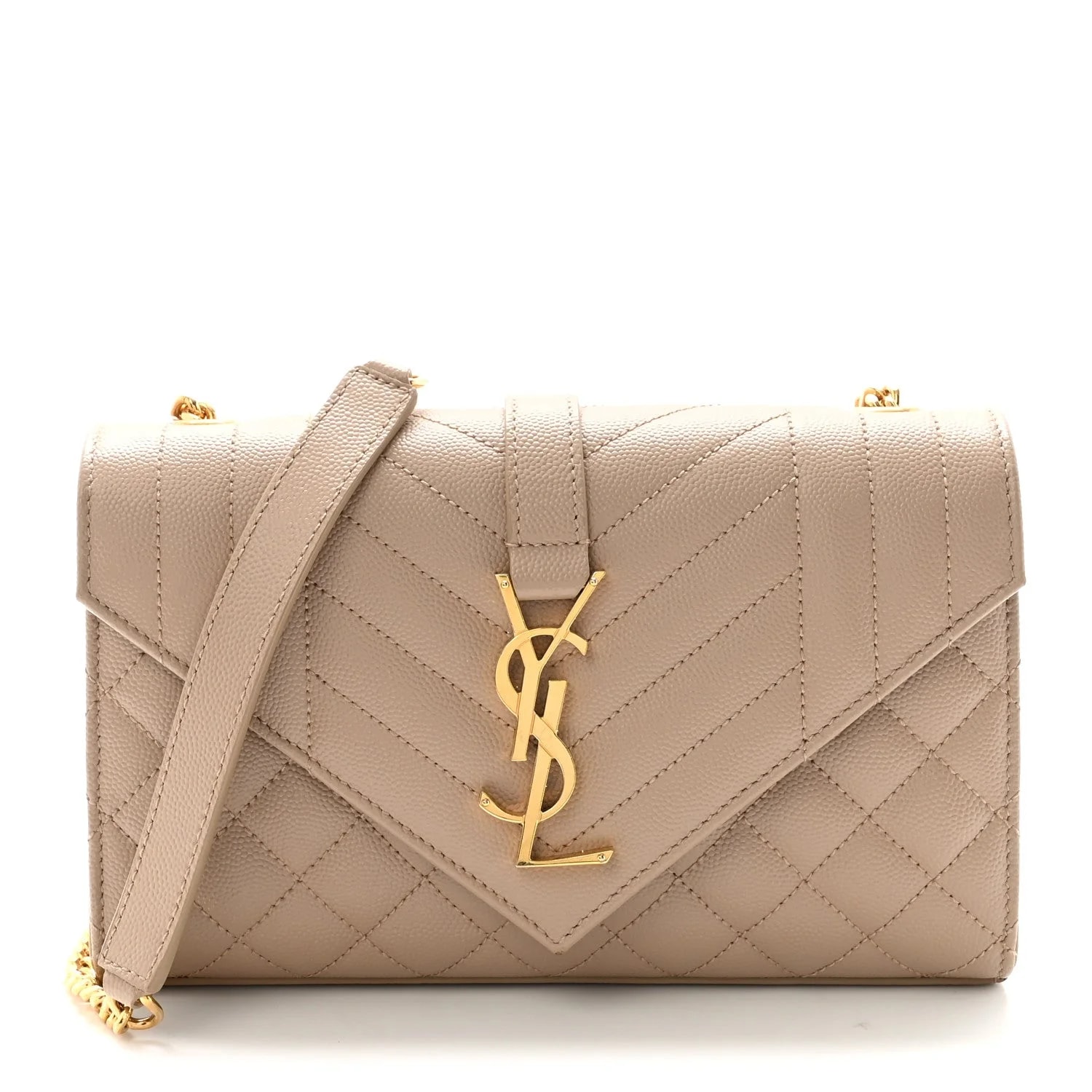 Saint Laurent — Grain de Poudre Textured Mixed Triquilt Small Satchel Dark — Handbag — resale