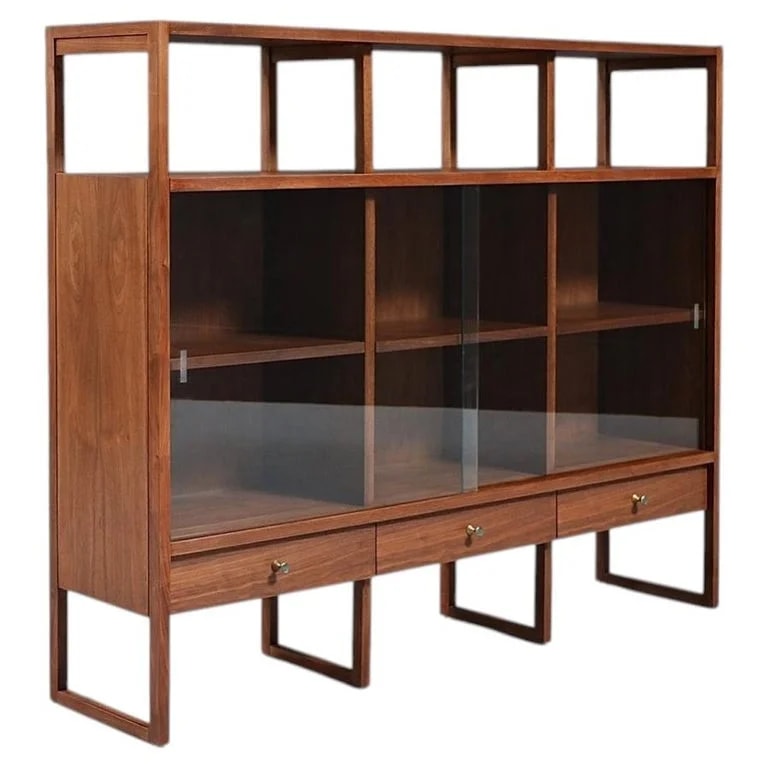 Lane Furniture, Paul McCobb — Expertly Restored - Paul McCobb "Delineator" Walnut & Glass Bookcase for Lane — Furniture — resale