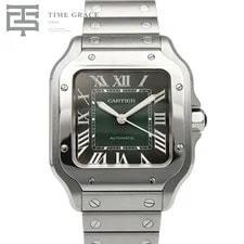 Cartier — Cartier Santos de MM WSSA0061 35.1mm Green Dial With Box #TGW072 — Watch — resale