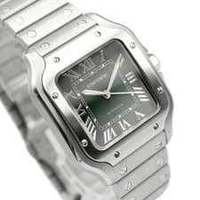 Cartier Santos de MM WSSA0061 35.1mm Green Dial With Box #TGW072 2