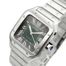 Cartier Santos de MM WSSA0061 35.1mm Green Dial With Box #TGW072 3