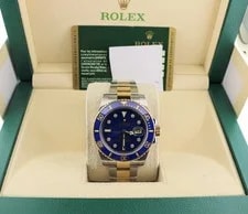 2011 Rolex Submariner 116613LB Blue Diamond Dial TT 18kt Oyster With Papers 40mm 3