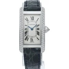 Cartier Tank American WB701851 White Gold 19mm White Dial Quartz #LPW457 2