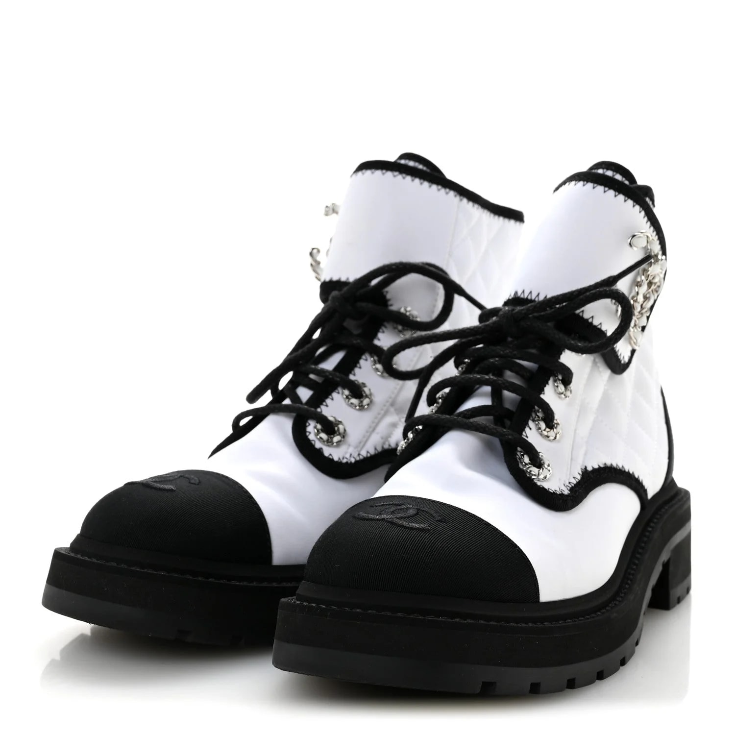 Fabric Grosgrain Cap Toe Lace Up Combat 36.5 4