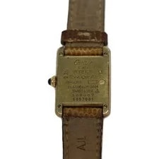 Cartier 1995 925 Must Tank Vermeil SM Roman Ivory Dial QZ Leather Ivory Go 4
