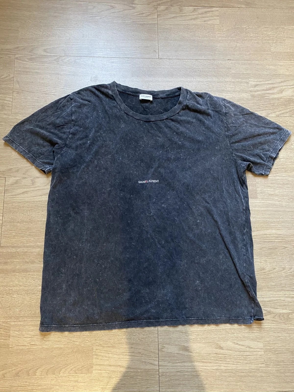 Saint Laurent — Saint Laurent Logo Tee Shirt Distressed — streetwear — resale