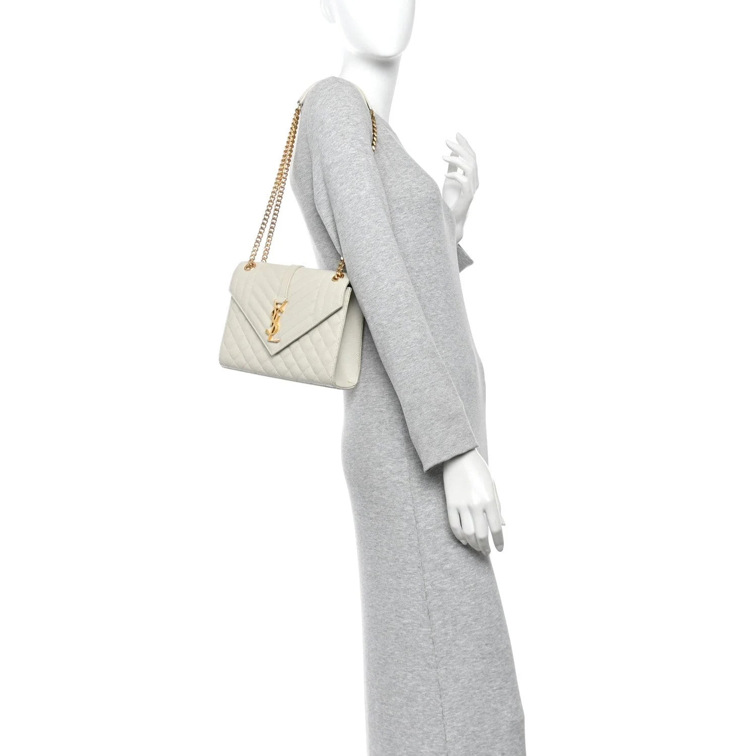 Grain de Poudre Textured Mixed Medium Triquilt Satchel Crema Soft 2