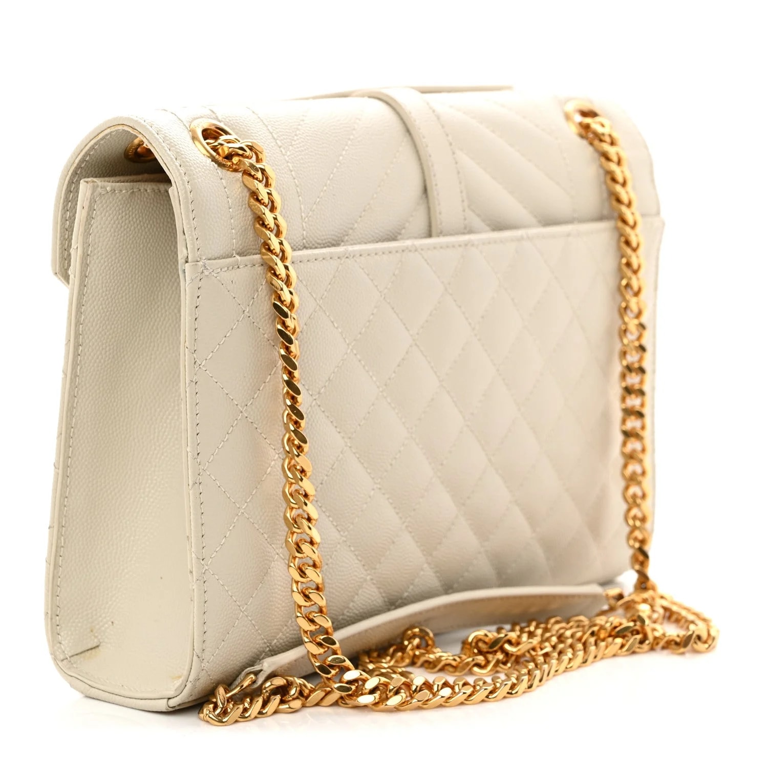 Grain de Poudre Textured Mixed Medium Triquilt Satchel Crema Soft 3