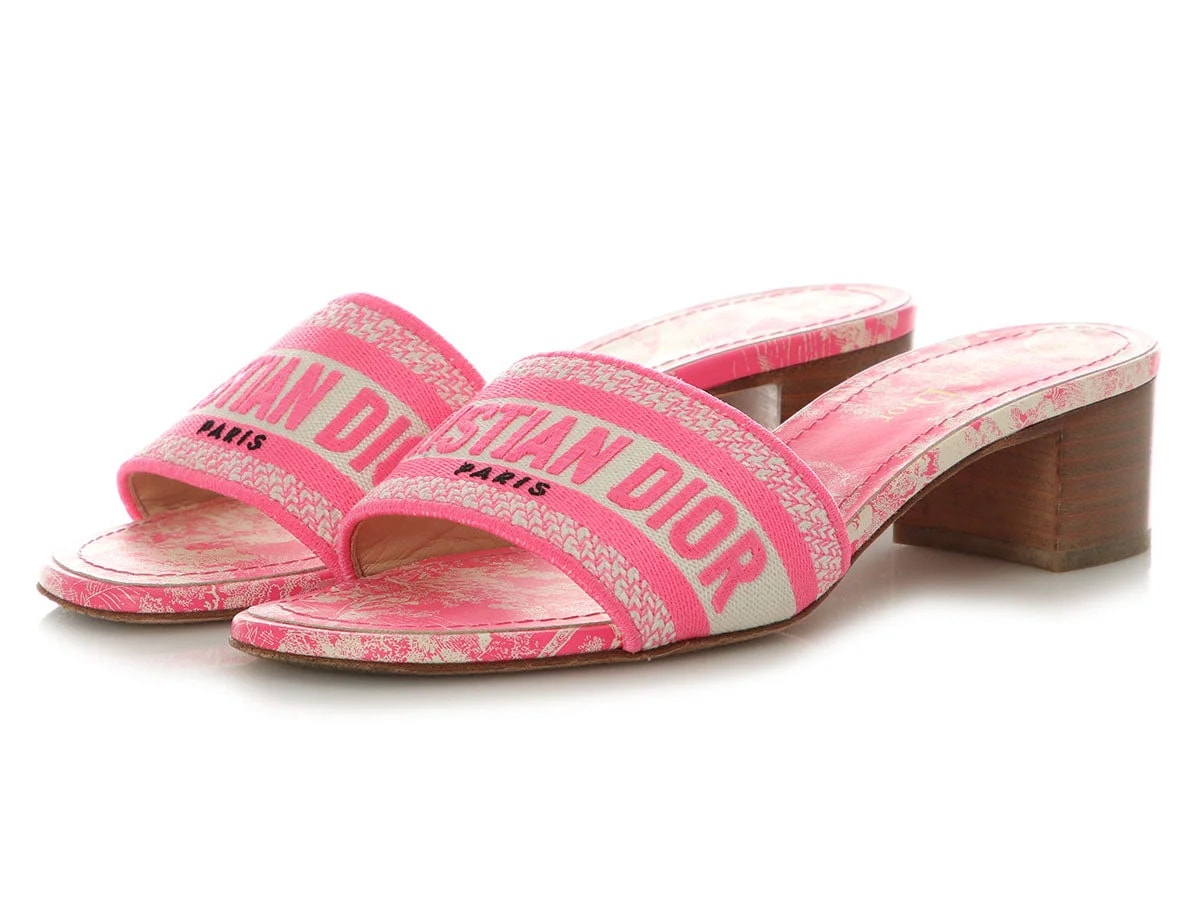 Embroidered Dioriviera Dway Heeled Slides 3