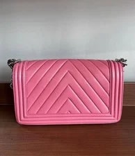 Chanel Leboy Medium SHW Chevron Chain Flap Crossb Auth 3