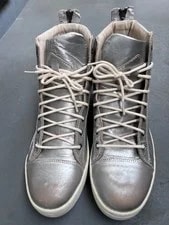 Diesel — Diesel Men 9.0US Silver Leather High Cut Sneakers Good Condition Luxury Casual — Sneaker — resale