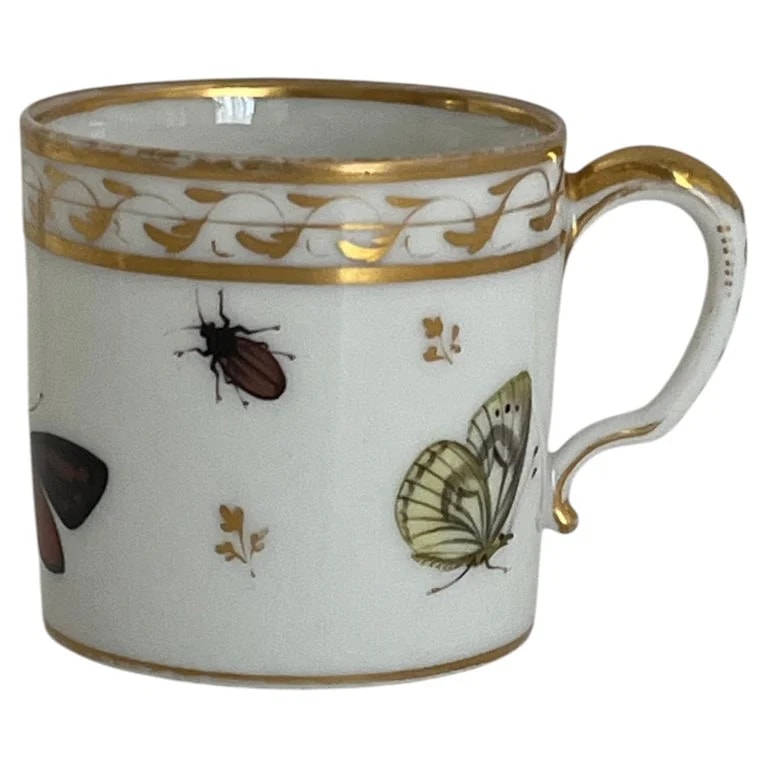Old Paris Porcelain Can Butterflies & Insects Polychrome, French Ca 1795 — Furniture — resale