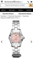 $3500 [N.] Tag Heuer Aquaracer Diamond Pink Dial WAF141A 7.25" 3