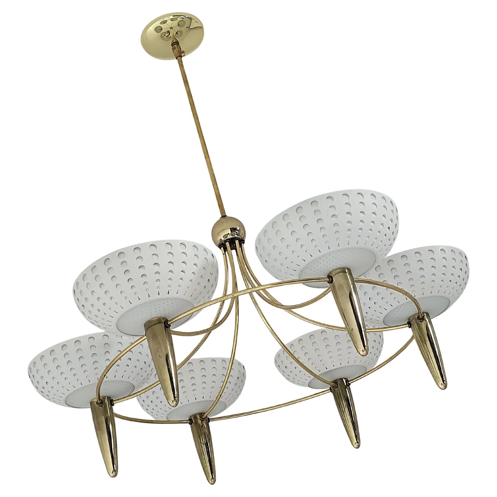 1960 Gerald Thurston 6 Arms Brass Chandelier for Lightolier, USA — lighting — resale