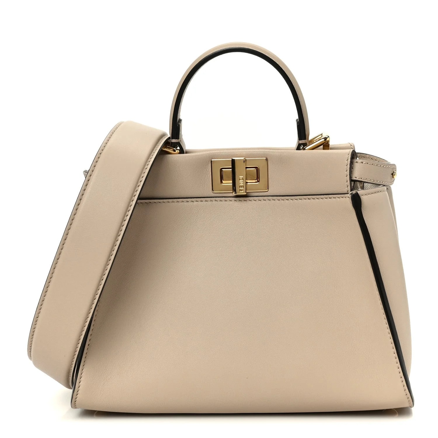 Fendi — Vitello Seta Embroidered Mini Peekaboo Iconic Satchel Nuvola — Handbag — resale