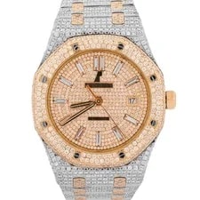 Audemars Piguet — Audemars Piguet Royal Oak Pave Diamond Baguette Steel 18K Rose Gold 41mm 15400SR — Watch — resale