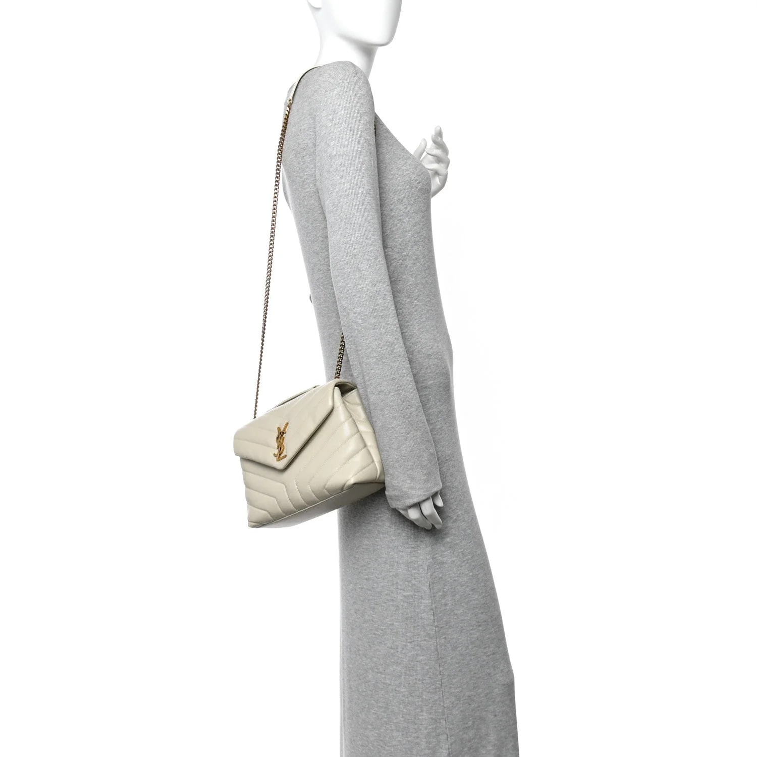 Y Small Loulou Chain Satchel Crema Soft 2