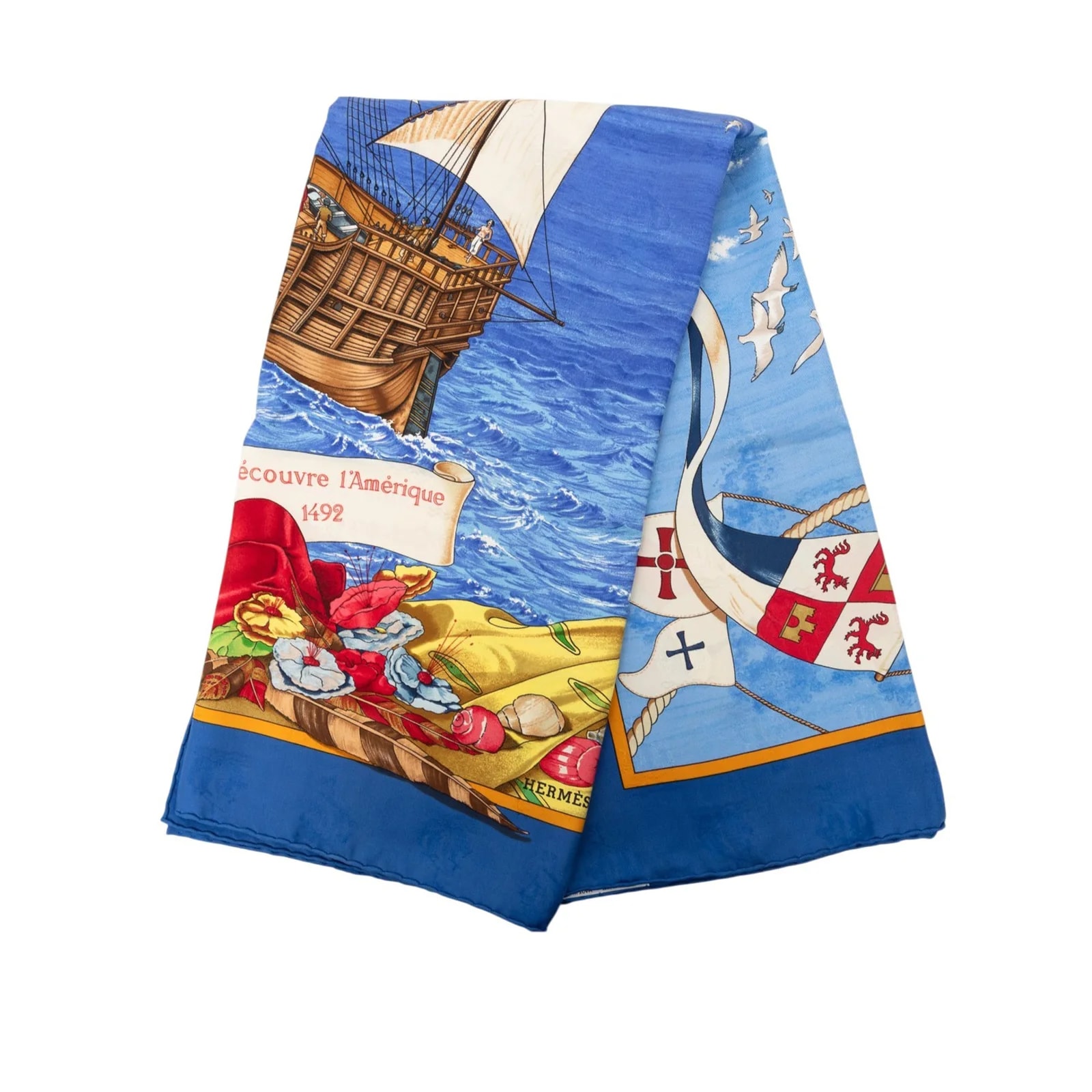 Hermès — Christophe Colomb Decouvre L Amerique Scarf 90 — Accessory — resale
