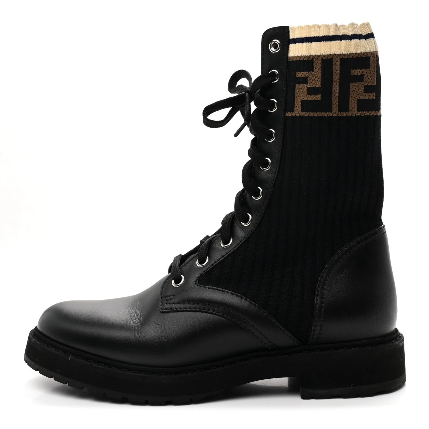 Fendi — Stretch Fabric Rockoko Biker 37 Marino — Designer Shoe — resale
