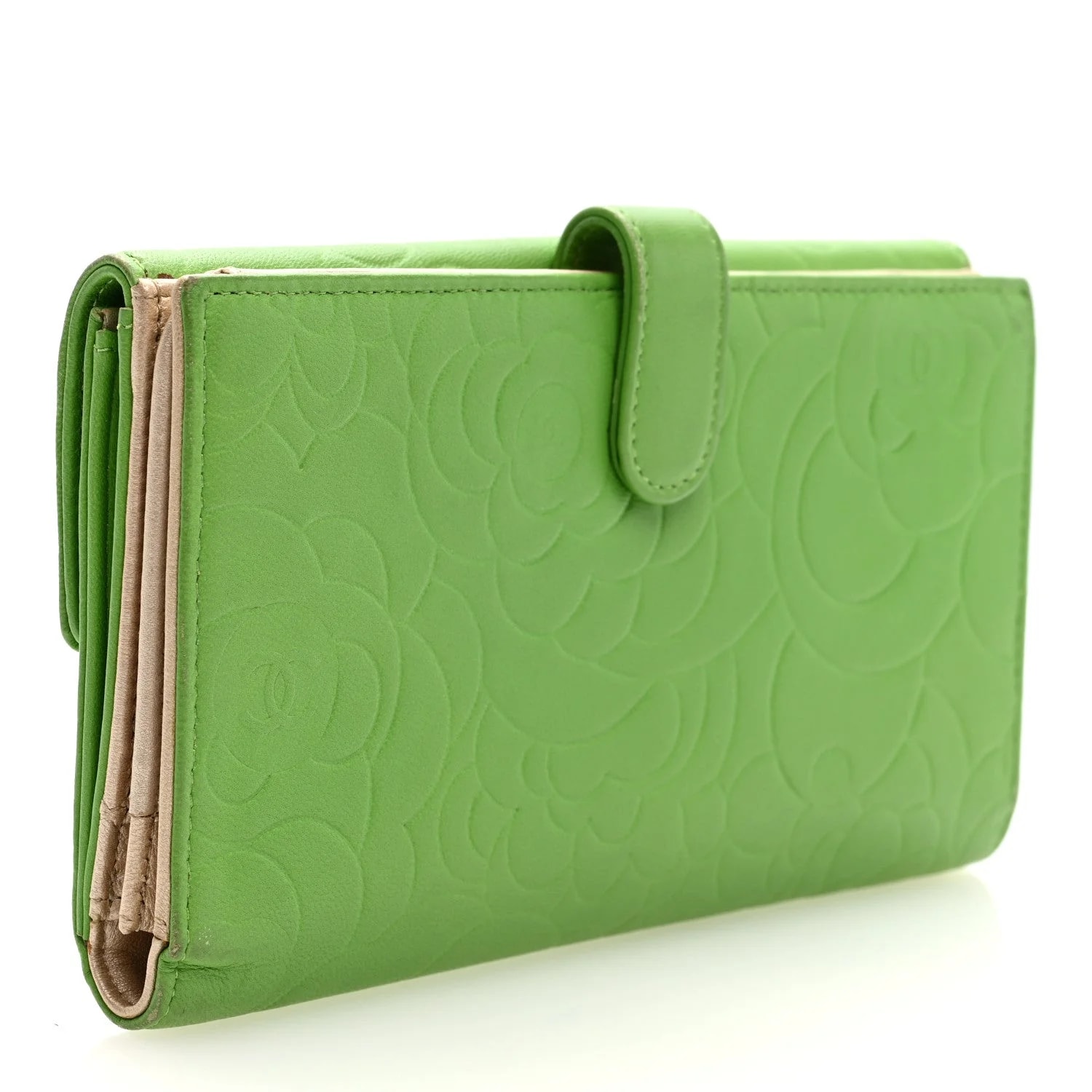 Embossed Camellia Large Gusset Flap Wallet 3