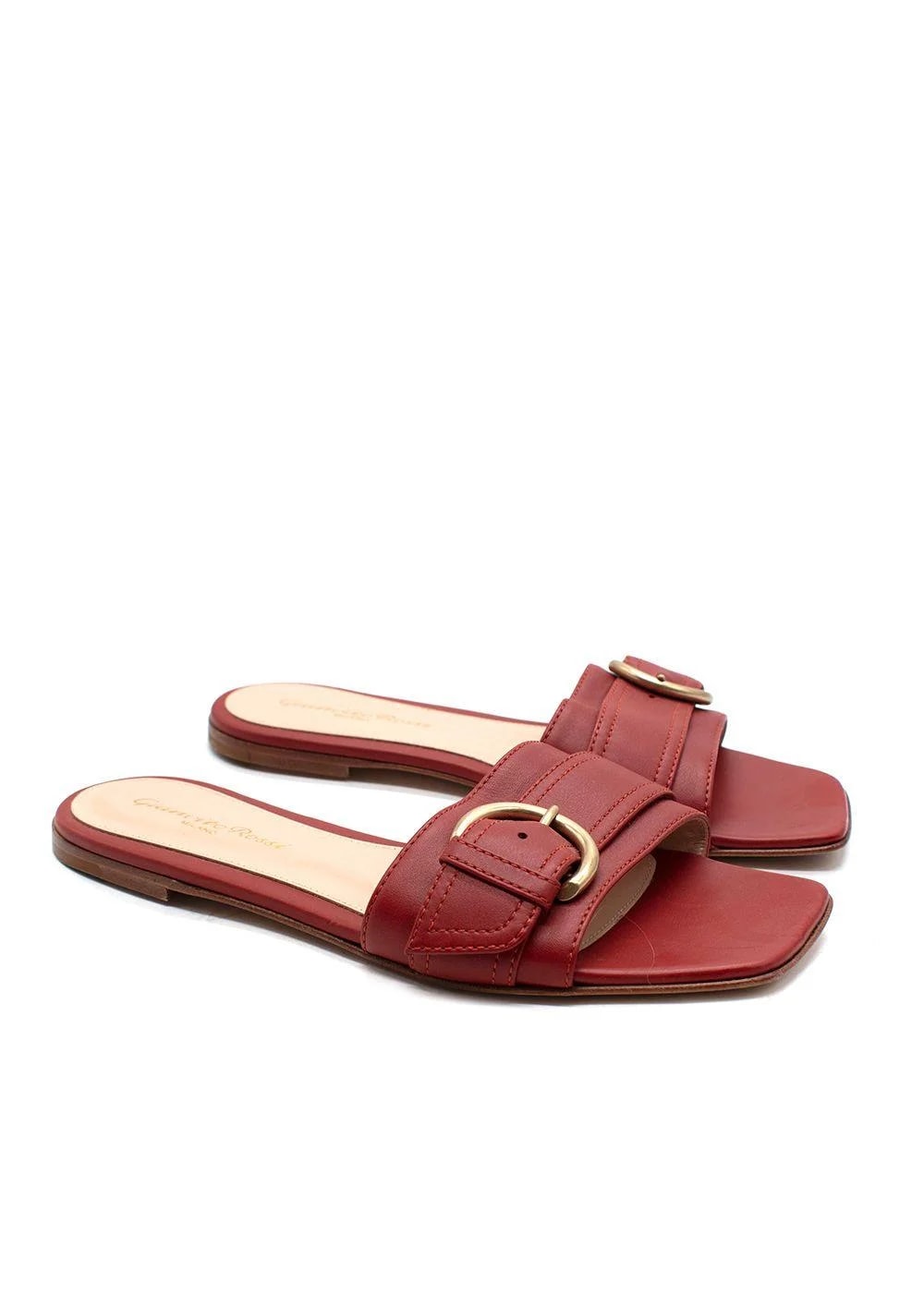 Gianvito Rossi — Gianvito Rossi Buckle Detail Slides — Designer Shoe — resale