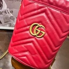 Gucci Matelassé Chevron -Tone GG Marmont Mini Bucket Chain 2
