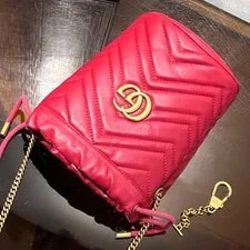 Gucci Matelassé Chevron -Tone GG Marmont Mini Bucket Chain 3