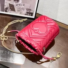Gucci Matelassé Chevron -Tone GG Marmont Mini Bucket Chain 4