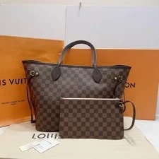 Louis Vuitton Neverfull Mm Checkered - Excellent #BLOY5E 4