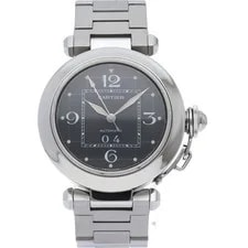 Cartier Pasha C Big Date W31053M7 Stainless Steel mensWatch Black 2