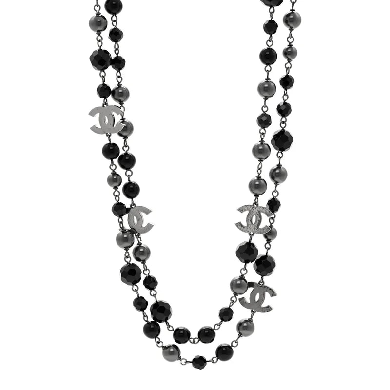 Chanel — Ruthenium Beaded CC Long — Jewelry — resale