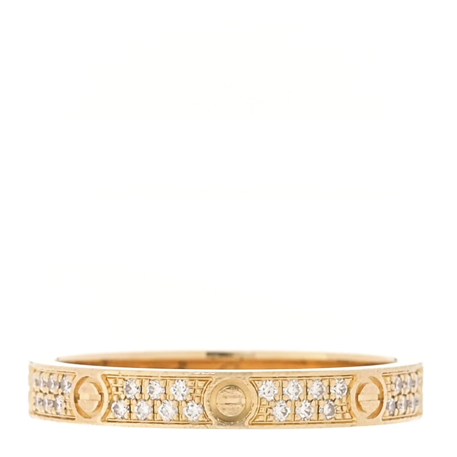 Cartier — 18K Yellow Gold 2.6mm Love Paved Band 48 4.5 — Jewelry — resale