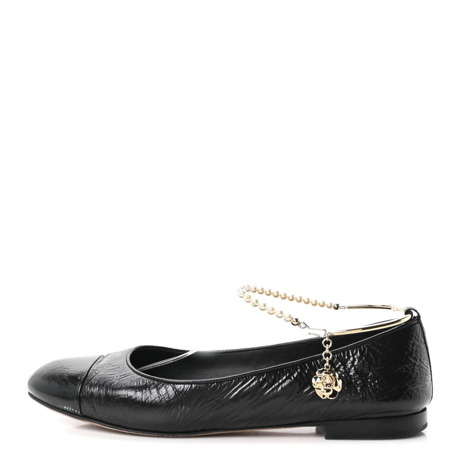 Chanel — Shiny Cap Toe Ankle Chain Ballerina 41 — Designer Shoe — resale