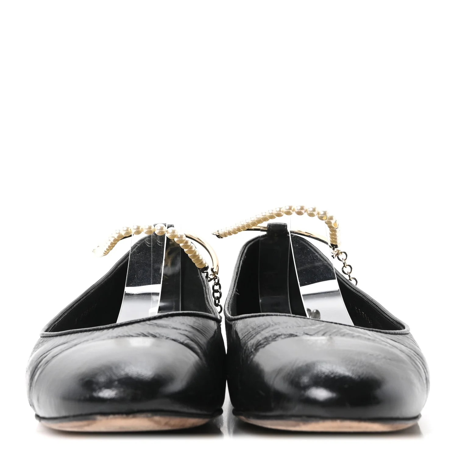 Shiny Cap Toe Ankle Chain Ballerina 41 3