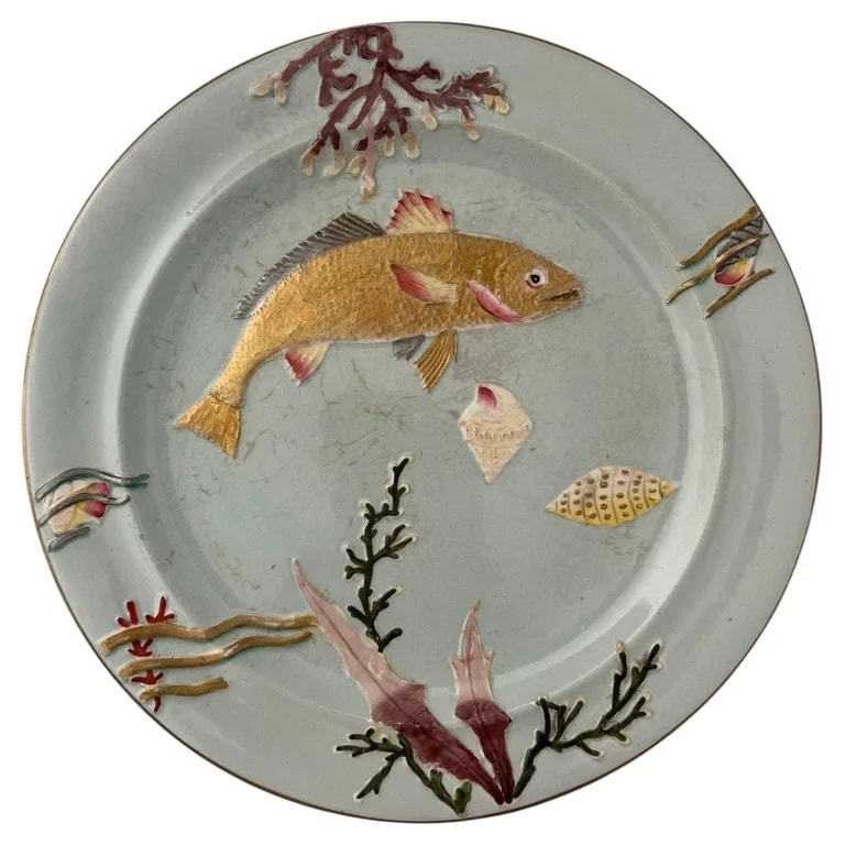 John Ridgways — Ridgway Ironstone Plate, Hand-Painted Fish Design, Aesthetic Period, Circa 1884 — decorative_object — resale